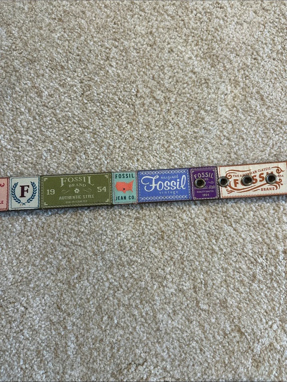 Vintage Fossil Patchwork Womens Leather Belt Size S